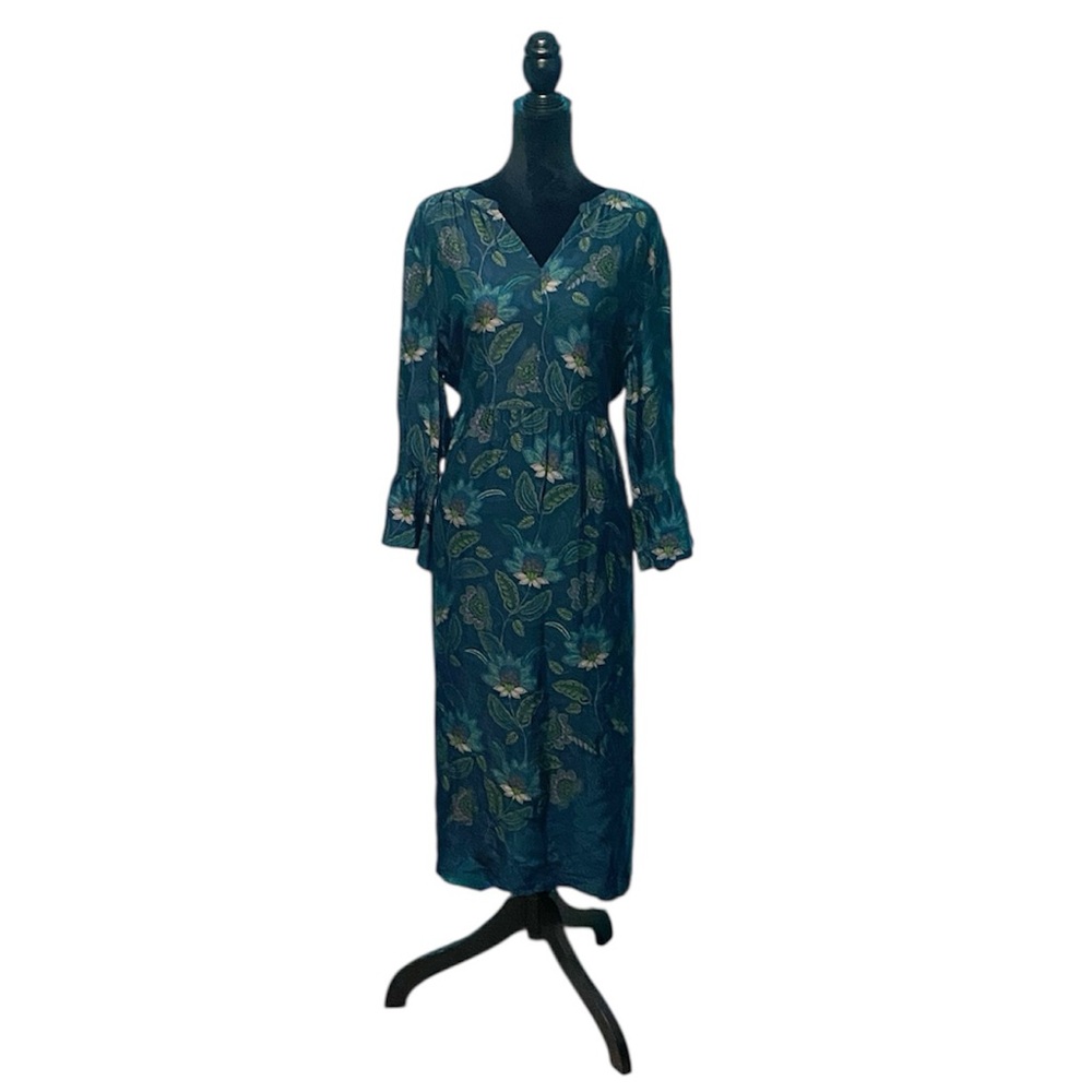 J.Jill Floral Arboretum Long Sleeve Midi Dress - Size Large